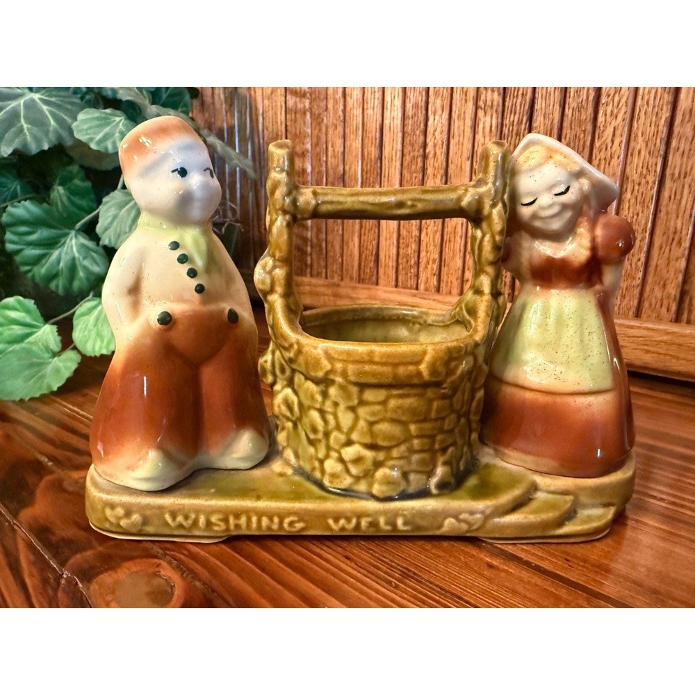 Vintage Shawnee Wishing Well Planter Dutch Boy Girl Pottery USA Ceramic
